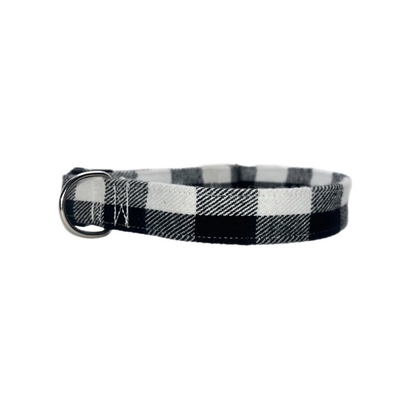1” Black&White Plaid Dog Collar - Picture 1 of 8